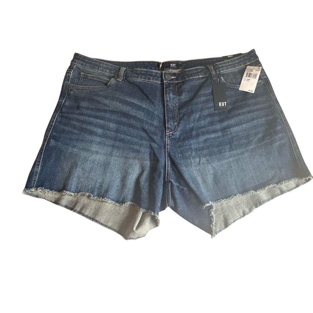 Kut‎ from the Kloth Gidget Fray Shorts Dark Wash Denim 24W KS0099GA8